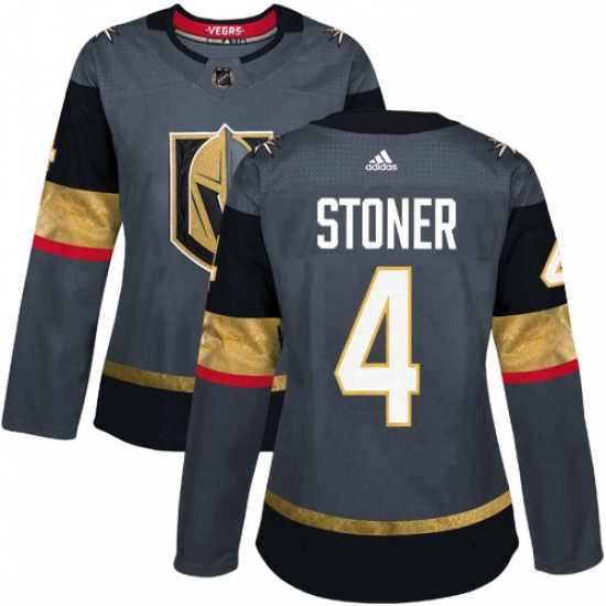 Womens Adidas Vegas Golden Knights 4 Clayton Stoner Authentic Gray Home NHL Jersey