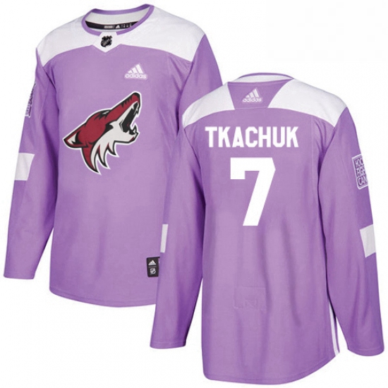 Youth Adidas Arizona Coyotes 7 Keith Tkachuk Authentic Purple Fights Cancer Practice NHL Jersey