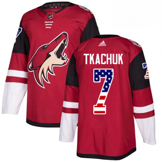 Youth Adidas Arizona Coyotes 7 Keith Tkachuk Authentic Red USA Flag Fashion NHL Jersey