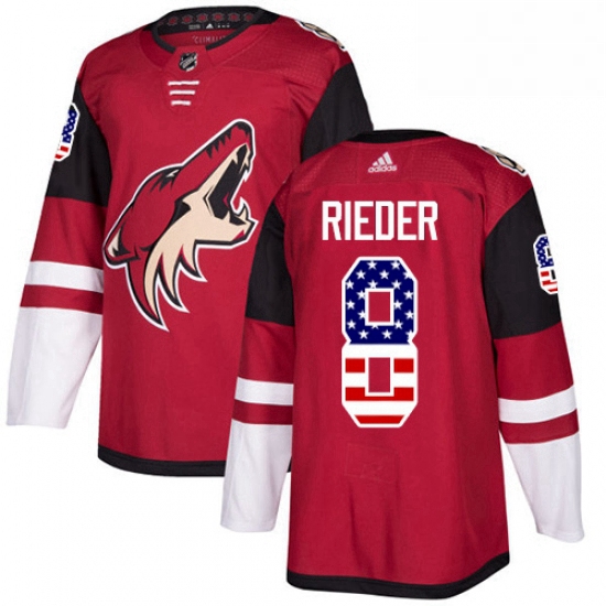 Youth Adidas Arizona Coyotes 8 Tobias Rieder Authentic Red USA Flag Fashion NHL Jersey