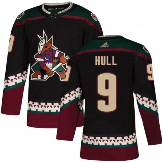 Youth Adidas Arizona Coyotes 9 Bobby Hull Authentic Black Alternate NHL Jersey