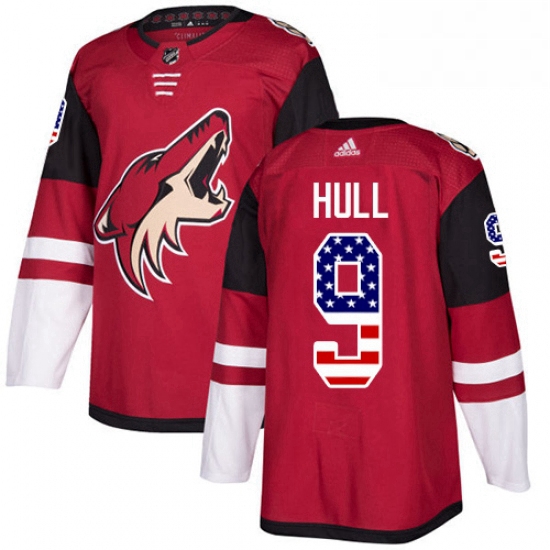 Youth Adidas Arizona Coyotes 9 Bobby Hull Authentic Red USA Flag Fashion NHL Jersey