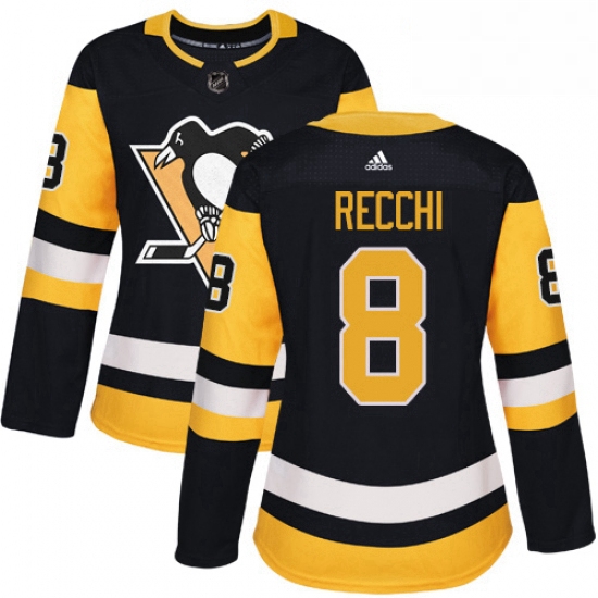 Womens Adidas Pittsburgh Penguins 8 Mark Recchi Authentic Black Home NHL Jersey