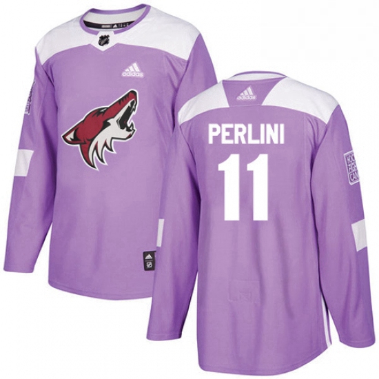 Youth Adidas Arizona Coyotes 11 Brendan Perlini Authentic Purple Fights Cancer Practice NHL Jersey