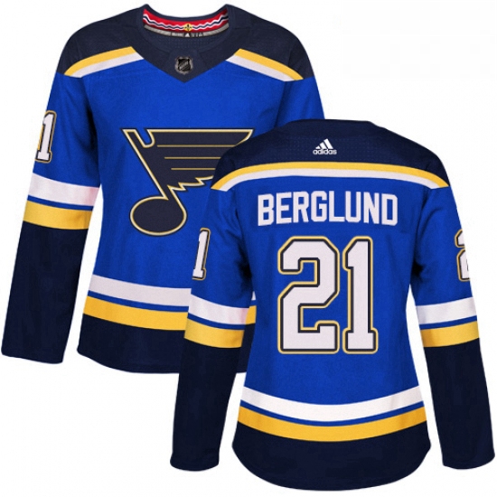 Womens Adidas St Louis Blues 21 Patrik Berglund Authentic Royal Blue Home NHL Jersey