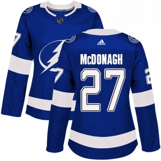 Womens Adidas Tampa Bay Lightning 27 Ryan McDonagh Authentic Royal Blue Home NHL Jersey