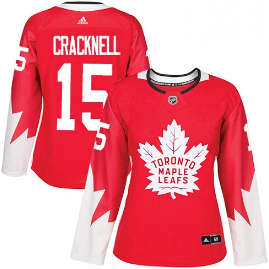 Womens Adidas Toronto Maple Leafs 15 Adam Cracknell Authentic Red Alternate NHL Jersey