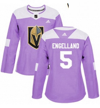 Womens Adidas Vegas Golden Knights 5 Deryk Engelland Authentic Purple Fights Cancer Practice NHL Jer