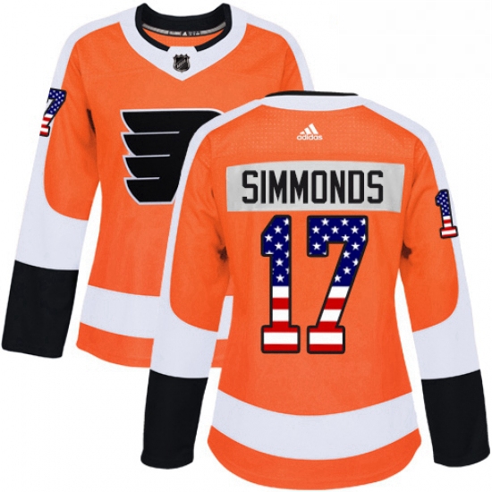 Womens Adidas Philadelphia Flyers 17 Wayne Simmonds Authentic Orange USA Flag Fashion NHL Jersey