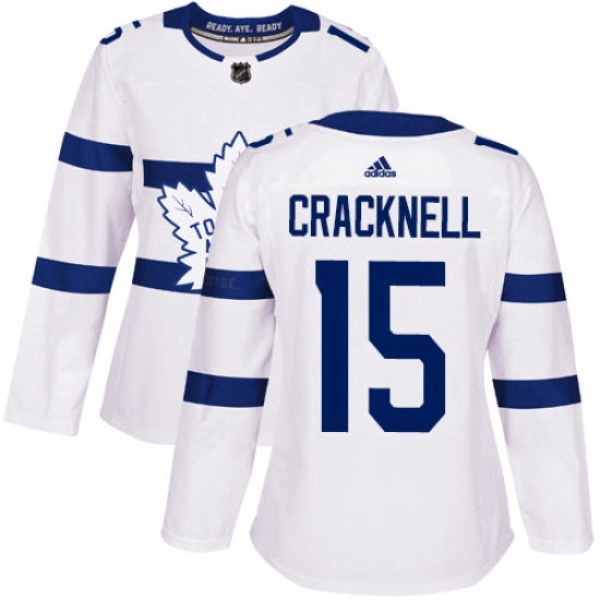 Womens Adidas Toronto Maple Leafs 15 Adam Cracknell Authentic White 2018 Stadium Series NHL Jersey