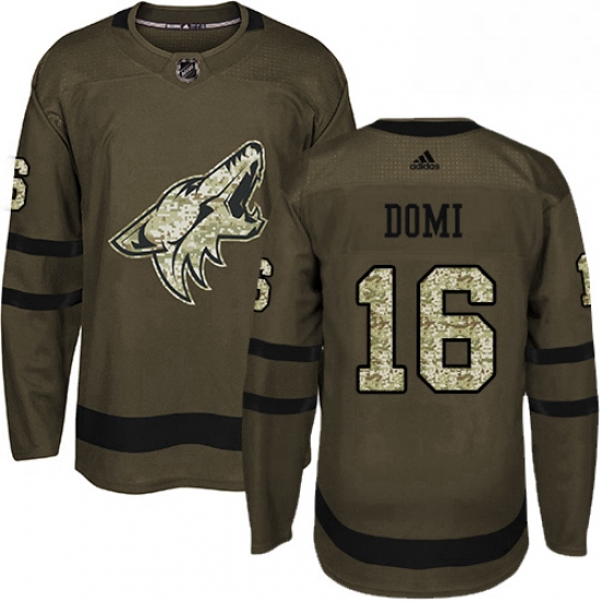 Youth Adidas Arizona Coyotes 16 Max Domi Authentic Green Salute to Service NHL Jersey