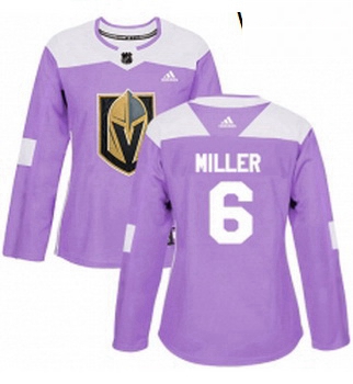 Womens Adidas Vegas Golden Knights 6 Colin Miller Authentic Purple Fights Cancer Practice NHL Jersey