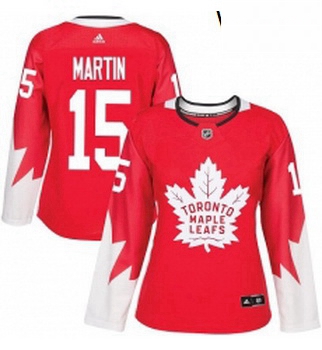 Womens Adidas Toronto Maple Leafs 15 Matt Martin Authentic Red Alternate NHL Jersey