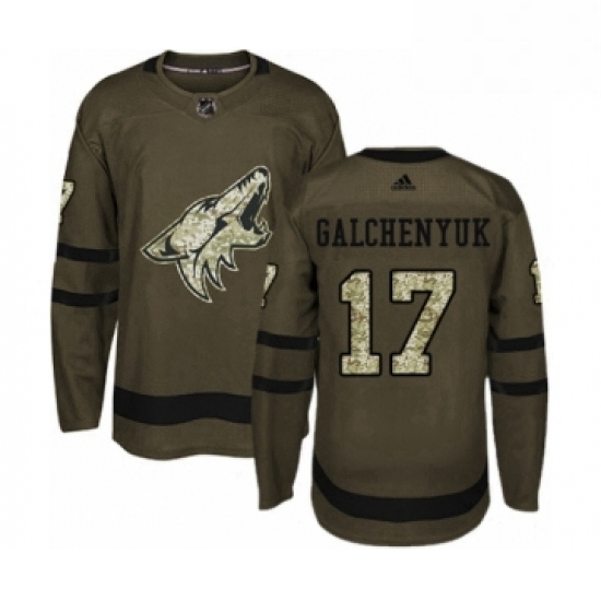 Youth Adidas Arizona Coyotes 17 Alex Galchenyuk Premier Green Salute to Service NHL Jersey