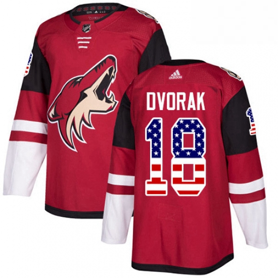 Youth Adidas Arizona Coyotes 18 Christian Dvorak Authentic Red USA Flag Fashion NHL Jersey