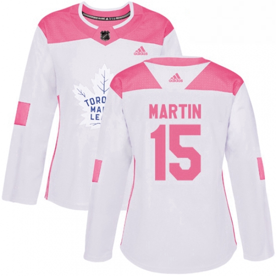 Womens Adidas Toronto Maple Leafs 15 Matt Martin Authentic WhitePink Fashion NHL Jersey