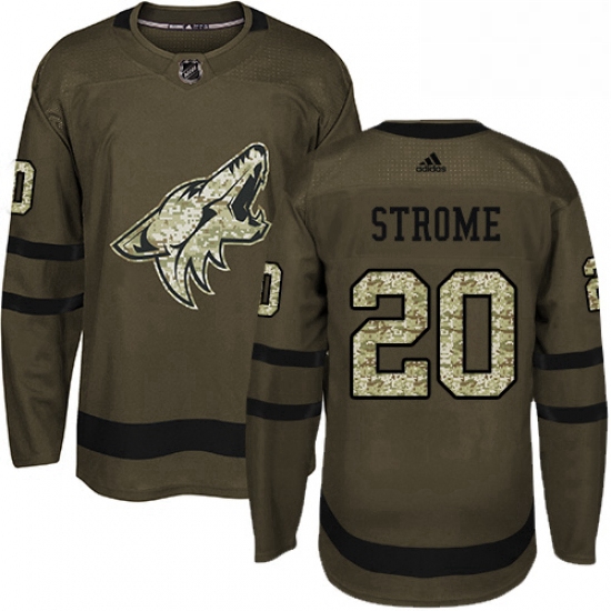 Youth Adidas Arizona Coyotes 20 Dylan Strome Authentic Green Salute to Service NHL Jersey