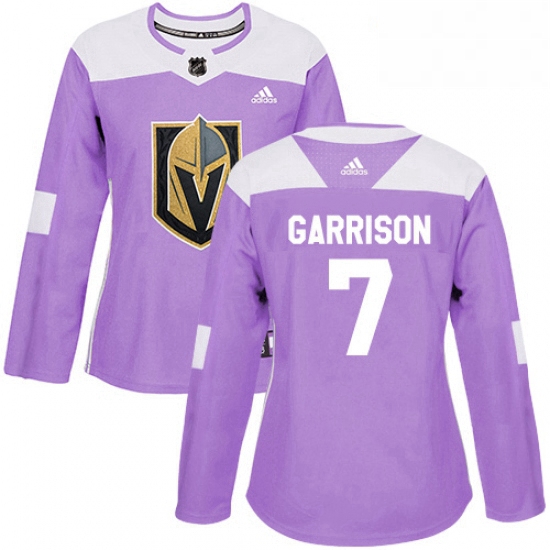 Womens Adidas Vegas Golden Knights 7 Jason Garrison Authentic Purple Fights Cancer Practice NHL Jers