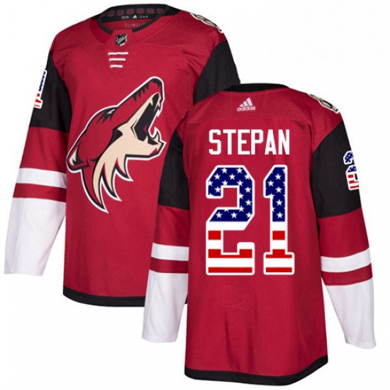 Youth Adidas Arizona Coyotes 21 Derek Stepan Authentic Red USA Flag Fashion NHL Jersey