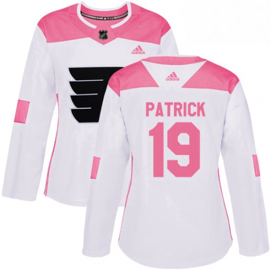 Womens Adidas Philadelphia Flyers 19 Nolan Patrick Authentic WhitePink Fashion NHL Jersey