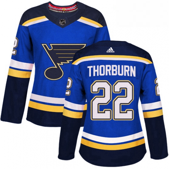 Womens Adidas St Louis Blues 22 Chris Thorburn Authentic Royal Blue Home NHL Jersey