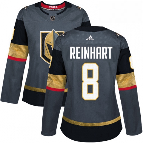 Womens Adidas Vegas Golden Knights 8 Griffin Reinhart Authentic Gray Home NHL Jersey