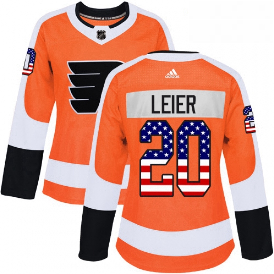 Womens Adidas Philadelphia Flyers 20 Taylor Leier Authentic Orange USA Flag Fashion NHL Jersey