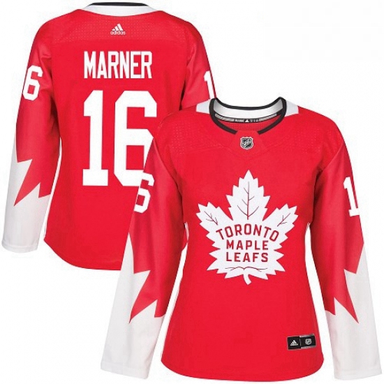 Womens Adidas Toronto Maple Leafs 16 Mitchell Marner Authentic Red Alternate NHL Jersey