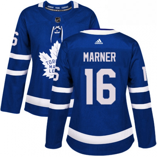 Womens Adidas Toronto Maple Leafs 16 Mitchell Marner Authentic Royal Blue Home NHL Jersey