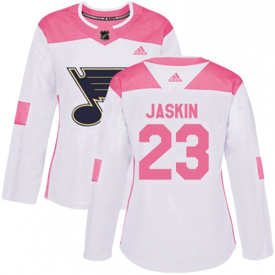 Womens Adidas St Louis Blues 23 Dmitrij Jaskin Authentic WhitePink Fashion NHL Jersey