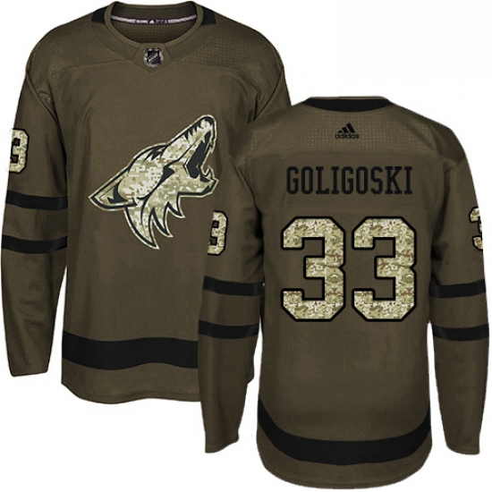 Youth Adidas Arizona Coyotes 33 Alex Goligoski Premier Green Salute to Service NHL Jersey