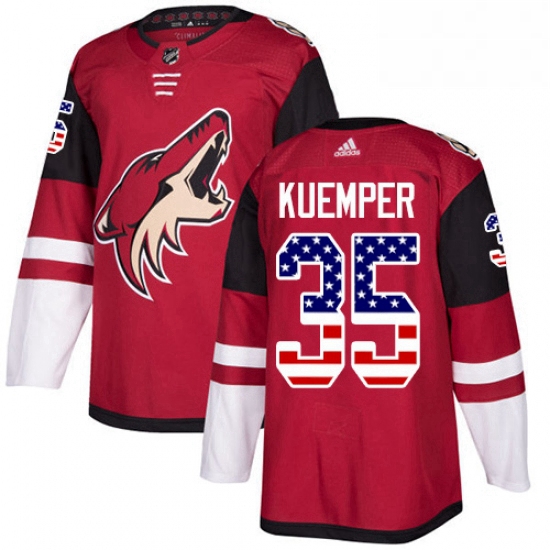 Youth Adidas Arizona Coyotes 35 Darcy Kuemper Authentic Red USA Flag Fashion NHL Jersey