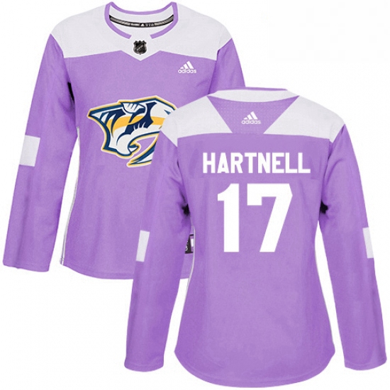 Womens Adidas Nashville Predators 17 Scott Hartnell Authentic Purple Fights Cancer Practice NHL Jers