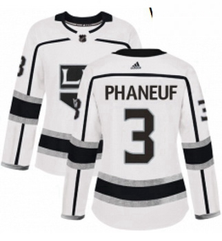 Womens Adidas Los Angeles Kings 3 Dion Phaneuf Authentic White Away NHL Jersey