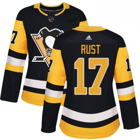 Womens Adidas Pittsburgh Penguins 17 Bryan Rust Authentic Black Home NHL Jersey