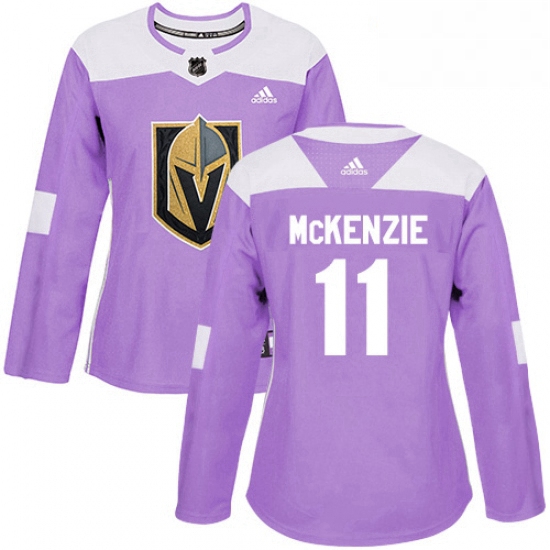 Womens Adidas Vegas Golden Knights 11 Curtis McKenzie Authentic Purple Fights Cancer Practice NHL Je