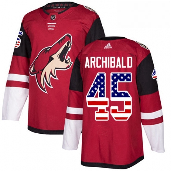 Youth Adidas Arizona Coyotes 45 Josh Archibald Authentic Red USA Flag Fashion NHL Jersey