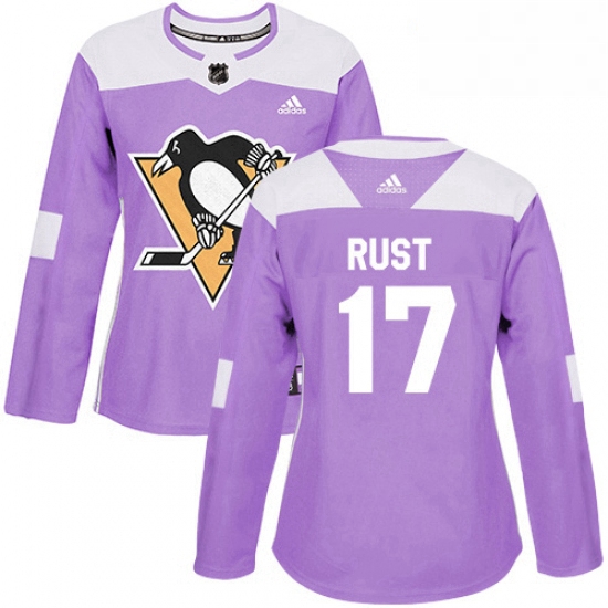 Womens Adidas Pittsburgh Penguins 17 Bryan Rust Authentic Purple Fights Cancer Practice NHL Jersey