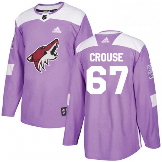 Youth Adidas Arizona Coyotes 67 Lawson Crouse Authentic Purple Fights Cancer Practice NHL Jersey