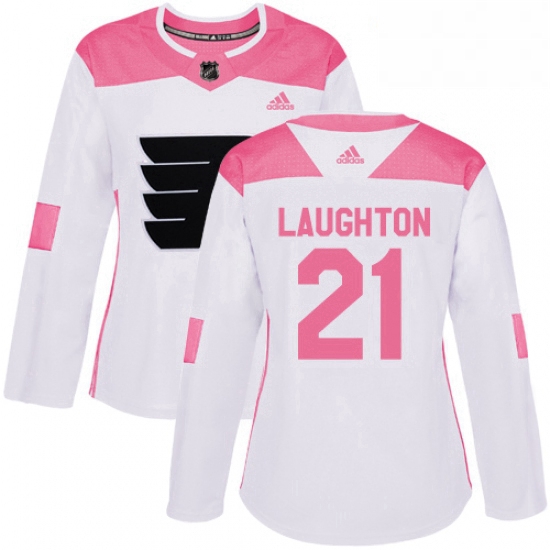 Womens Adidas Philadelphia Flyers 21 Scott Laughton Authentic WhitePink Fashion NHL Jersey