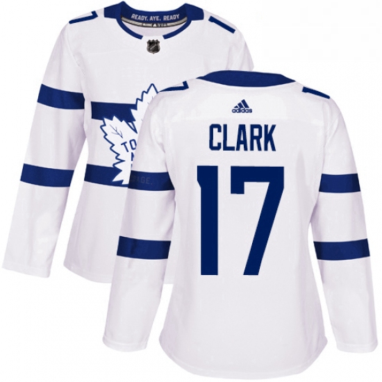 Womens Adidas Toronto Maple Leafs 17 Wendel Clark Authentic Whit