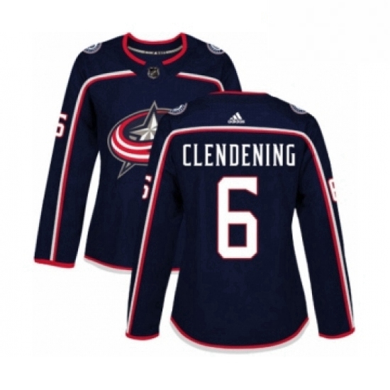 Womens Adidas Columbus Blue Jackets 6 Adam Clendening Premier Navy Blue Home NHL Jersey