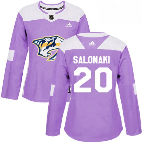 Womens Adidas Nashville Predators 20 Miikka Salomaki Authentic Purple Fights Cancer Practice NHL Jer