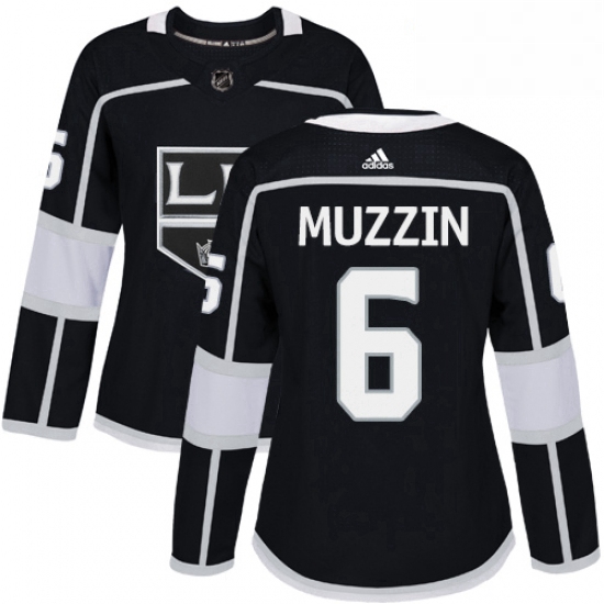 Womens Adidas Los Angeles Kings 6 Jake Muzzin Authentic Black Home NHL Jersey