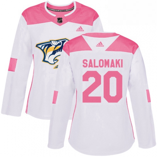 Womens Adidas Nashville Predators 20 Miikka Salomaki Authentic WhitePink Fashion NHL Jersey