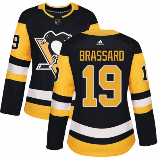 Womens Adidas Pittsburgh Penguins 19 Derick Brassard Authentic Black Home NHL Jersey