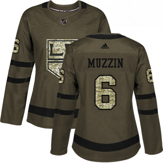 Womens Adidas Los Angeles Kings 6 Jake Muzzin Authentic Green Salute to Service NHL Jersey