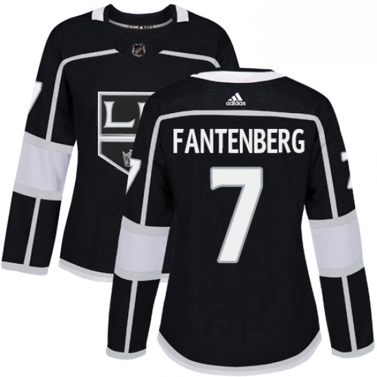 Womens Adidas Los Angeles Kings 7 Oscar Fantenberg Authentic Black Home NHL Jersey