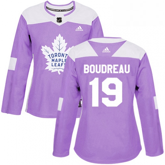 Womens Adidas Toronto Maple Leafs 19 Bruce Boudreau Authentic Purple Fights Cancer Practice NHL Jers