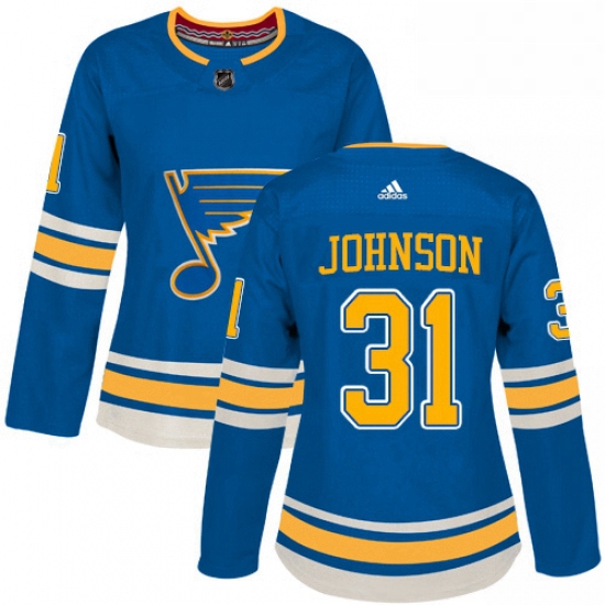 Womens Adidas St Louis Blues 31 Chad Johnson Authentic Navy Blue